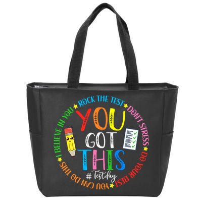 Test Day Rock The Test Teacher Testing Day You Got This Zip Tote Bag