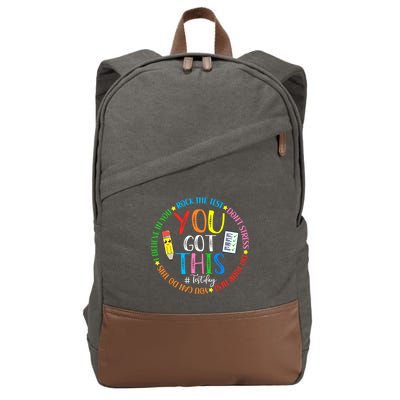 Test Day Rock The Test Teacher Testing Day You Got This Cotton Canvas Backpack