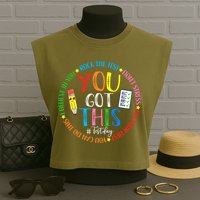 Test Day Rock The Test Teacher Testing Day You Got This Garment-Dyed Women's Muscle Tee