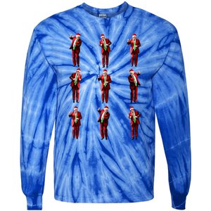 Trump Dance Santa Claus Christmas Xmas Pajamas Holiday Tie-Dye Long Sleeve Shirt