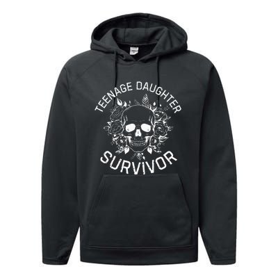 Teenage Daughter Survivor Mom & Dad Parenting Performance Fleece Hoodie