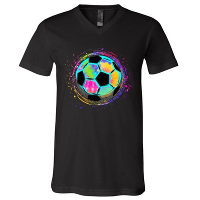 Tie Dye Soccer Ball For All Soccer Lovers V-Neck T-Shirt