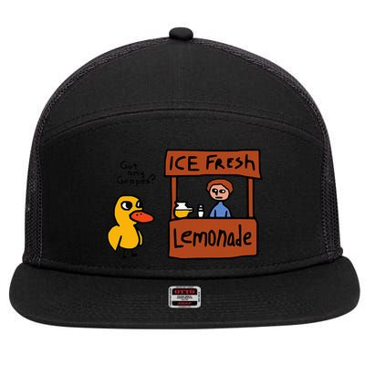 The Duck Song Got Any Grapes Funny Meme 7 Panel Mesh Trucker Snapback Hat