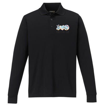 Tie Dye Softball For N Peace Love Play Gift Performance Long Sleeve Polo