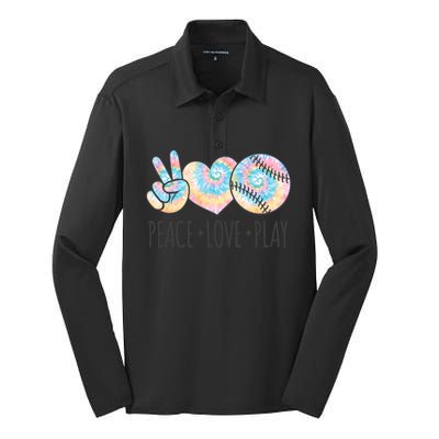 Tie Dye Softball For N Peace Love Play Gift Silk Touch Performance Long Sleeve Polo