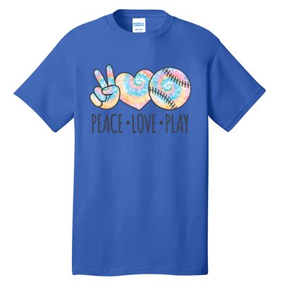 Tie Dye Softball For N Peace Love Play Gift Tall T-Shirt