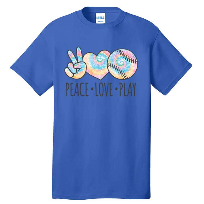 Tie Dye Softball For N Peace Love Play Gift Tall T-Shirt