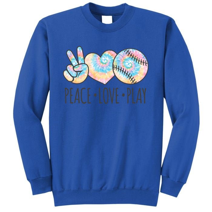 Tie Dye Softball For N Peace Love Play Gift Tall Sweatshirt