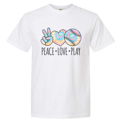 Tie Dye Softball For N Peace Love Play Gift Garment-Dyed Heavyweight T-Shirt