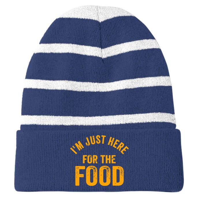 Turkey Day Shirt I'm Just Here For The Food Thanksgiving Day Striped Beanie with Solid Band