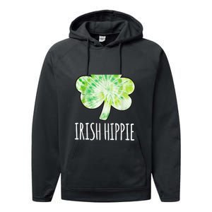 Tie Dye Shamrock Irish Hippie Clover Saint Patricks Day Performance Fleece Hoodie