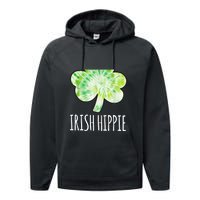 Tie Dye Shamrock Irish Hippie Clover Saint Patricks Day Performance Fleece Hoodie