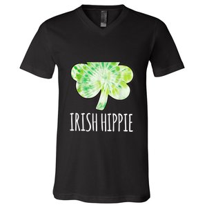 Tie Dye Shamrock Irish Hippie Clover Saint Patricks Day V-Neck T-Shirt