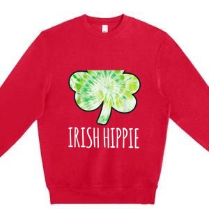 Tie Dye Shamrock Irish Hippie Clover Saint Patricks Day Premium Crewneck Sweatshirt