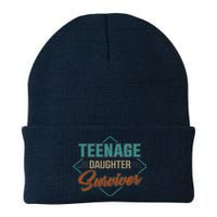 Teenage Daughter Survivor Funny Vintage Fathers Day Knit Cap Winter Beanie