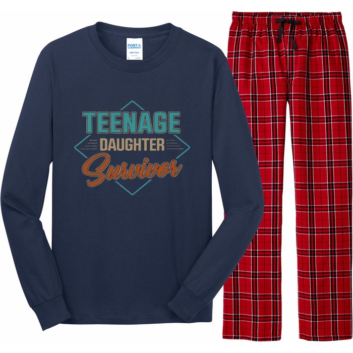 Teenage Daughter Survivor Funny Vintage Fathers Day Long Sleeve Pajama Set