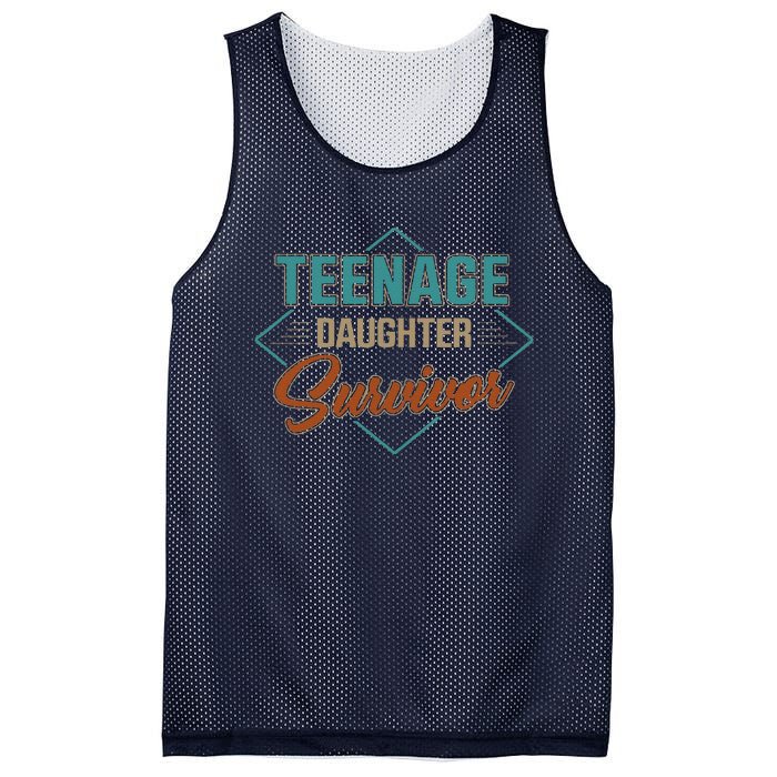 Teenage Daughter Survivor Funny Vintage Fathers Day Mesh Reversible Basketball Jersey Tank