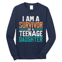 Teenage Daughter Survivor Funny Quote Fathers Day Vintage Long Sleeve Shirt