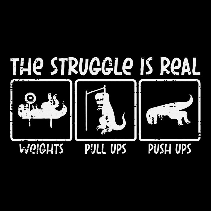 Trex Dino Struggle Is Real Weights Gym Workout Flat Bill Trucker Hat