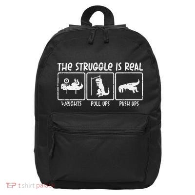 Trex Dino Struggle Is Real Weights Gym Workout 16 in Basic Backpack