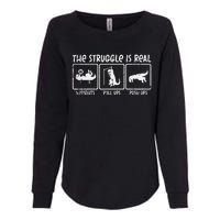 Trex Dino Struggle Is Real Weights Gym Workout Womens California Wash Sweatshirt