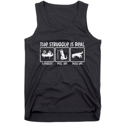 Trex Dino Struggle Is Real Weights Gym Workout Tank Top