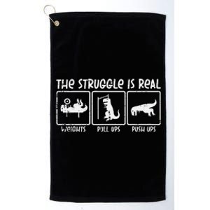 Trex Dino Struggle Is Real Weights Gym Workout Platinum Collection Golf Towel