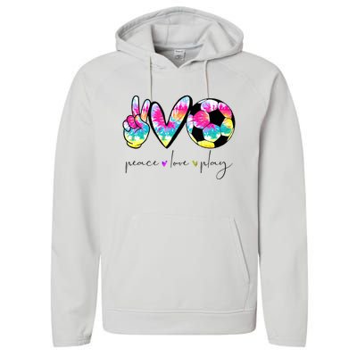 Tie Dye Soccer For Teen Peace Love Play Soccer Cute Gift Performance Fleece Hoodie