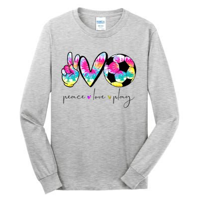 Tie Dye Soccer For Teen Peace Love Play Soccer Cute Gift Tall Long Sleeve T-Shirt