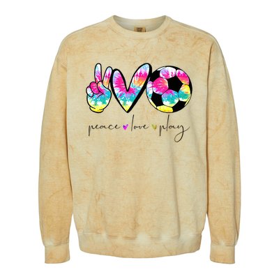 Tie Dye Soccer For Teen Peace Love Play Soccer Cute Gift Colorblast Crewneck Sweatshirt