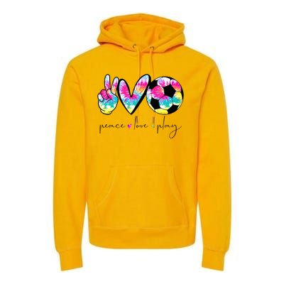 Tie Dye Soccer For Teen Peace Love Play Soccer Cute Gift Premium Hoodie