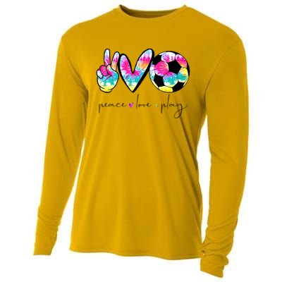 Tie Dye Soccer For Teen Peace Love Play Soccer Cute Gift Cooling Performance Long Sleeve Crew