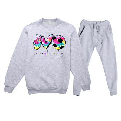 Tie Dye Soccer For Teen Peace Love Play Soccer Cute Gift Premium Crewneck Sweatsuit Set