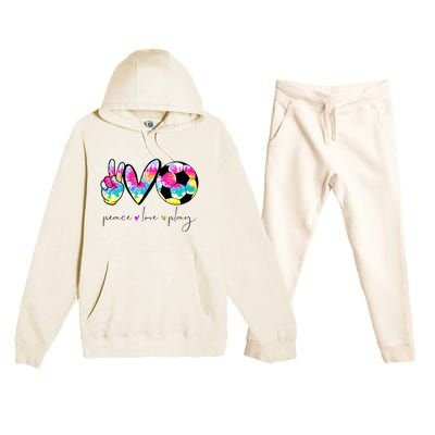 Tie Dye Soccer For Teen Peace Love Play Soccer Cute Gift Premium Hooded Sweatsuit Set