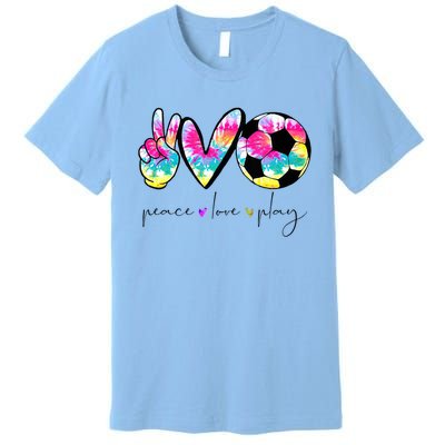 Tie Dye Soccer For Teen Peace Love Play Soccer Cute Gift Premium T-Shirt