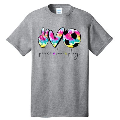 Tie Dye Soccer For Teen Peace Love Play Soccer Cute Gift Tall T-Shirt