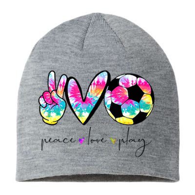 Tie Dye Soccer For Teen Peace Love Play Soccer Cute Gift Sustainable Beanie