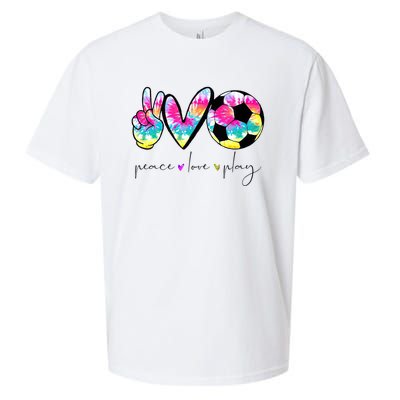 Tie Dye Soccer For Teen Peace Love Play Soccer Cute Gift Sueded Cloud Jersey T-Shirt