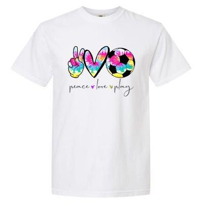 Tie Dye Soccer For Teen Peace Love Play Soccer Cute Gift Garment-Dyed Heavyweight T-Shirt