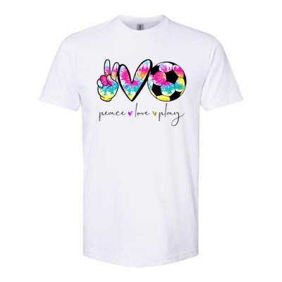 Tie Dye Soccer For Teen Peace Love Play Soccer Cute Gift Softstyle CVC T-Shirt