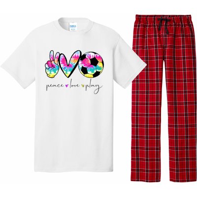 Tie Dye Soccer For Teen Peace Love Play Soccer Cute Gift Pajama Set