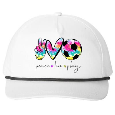 Tie Dye Soccer For Teen Peace Love Play Soccer Cute Gift Snapback Five-Panel Rope Hat