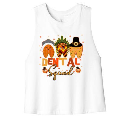 Thanksgiving Dental Squad Group Matching Gift Women's Racerback Cropped Tank