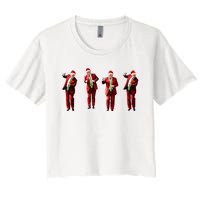 Trump Dance Santa Claus Christmas Xmas Pajamas Holiday Women's Crop Top Tee