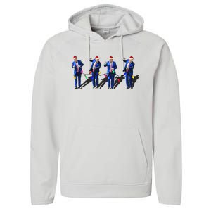 Trump Dance Santa Claus Xmas Pajama Performance Fleece Hoodie