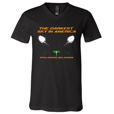 The Darkest Sky In America Stillwater Oklahoma V-Neck T-Shirt