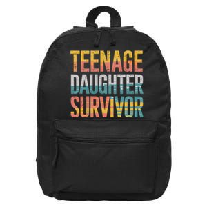 Teenage Daughter Survivor FatherS Day Present Dad Joke 16 in Basic Backpack