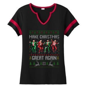 Trump Dance Santa Claus Make Christmas Great Again Ymca Ladies Halftime Notch Neck Tee