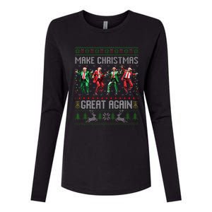 Trump Dance Santa Claus Make Christmas Great Again Ymca Womens Cotton Relaxed Long Sleeve T-Shirt