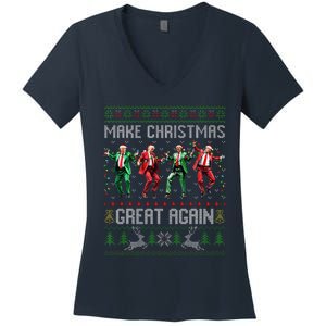 Trump Dance Santa Claus Make Christmas Great Again Ymca Women's V-Neck T-Shirt